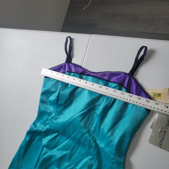 Vintage Adrianna Papell Evening Dress Womens 8 Teal Purple Satin Maxi Formal 90s - Picture 8 of 14